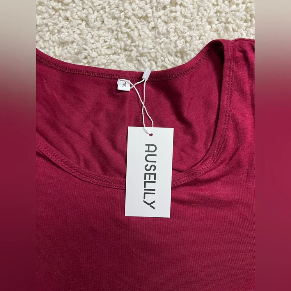 Size Medium Women’s Auselily Burgundy Dress NWT - Picture 2 of 6